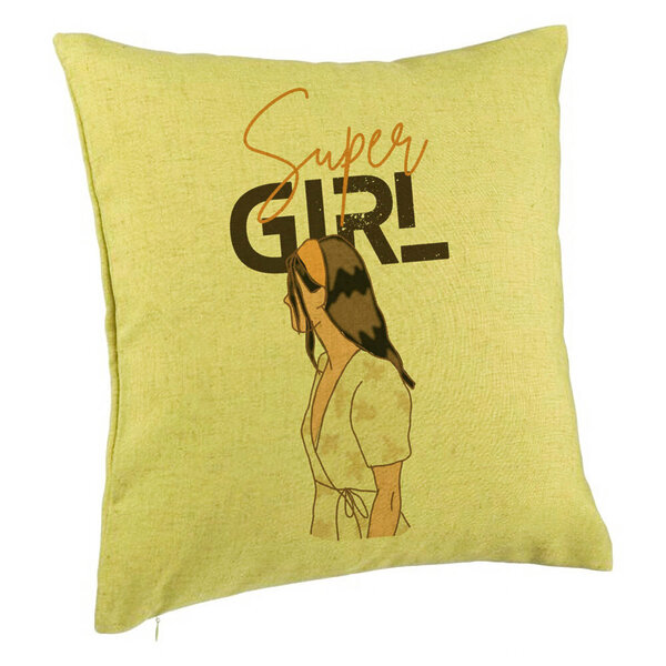 Perna Decorativa, Model Super Girl, 40x40 cm, Verde, Husa Detasabila, Burduf 5 Perna Decorativa