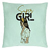 Perna Decorativa, Model Super Girl, 40x40 cm, Verde Menta, Husa Detasabila, Burduf 22 Perna Decorativa