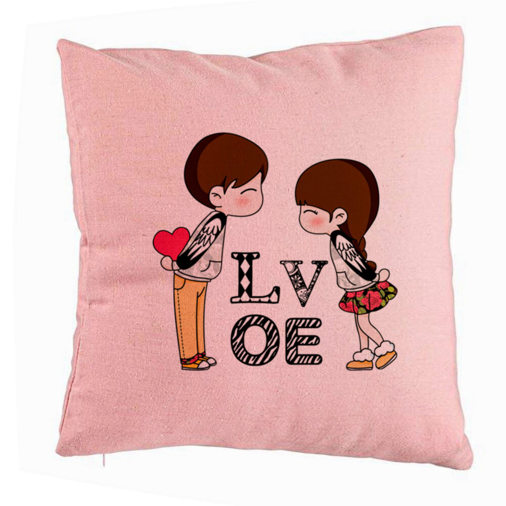 Perna Decorativa, Model Super Love, 40x40 cm, Roz, Husa Detasabila, Burduf 5 Perna Decorativa