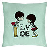 Perna Decorativa, Model Super Love, 40x40 cm, Verde Menta, Husa Detasabila, Burduf 22 Perna Decorativa