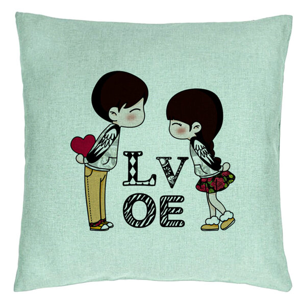 Perna Decorativa, Model Super Love, 40x40 cm, Verde Menta, Husa Detasabila, Burduf 15 Perna Decorativa