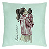 Perna Decorativa, Model Super Mom & Babe, 40x40 cm, Verde Menta, Husa Detasabila, Burduf 22 Perna Decorativa