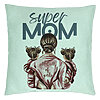 Perna Decorativa, Model Super Mom of Girls, 40x40 cm, Verde Menta, Husa Detasabila, Burduf 22 Perna Decorativa