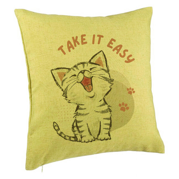 Perna Decorativa, Model Take it Easy, 40x40 cm, Verde, Husa Detasabila, Burduf 5 Perna Decorativa