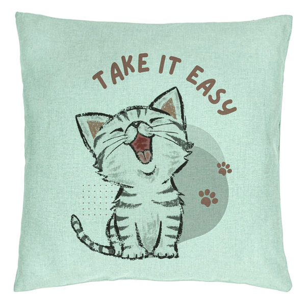 Perna Decorativa, Model Take it Easy, 40x40 cm, Verde Menta, Husa Detasabila, Burduf 15 Perna Decorativa