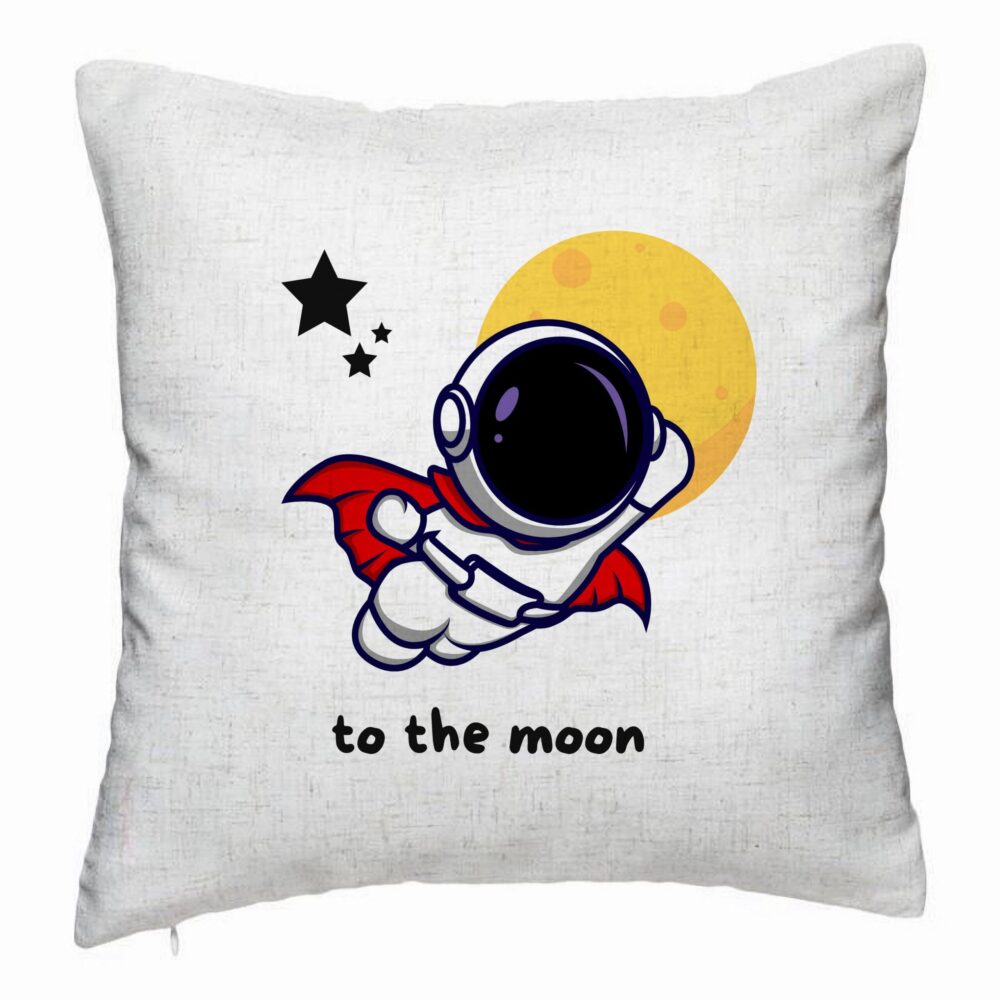 Perna Decorativa, Model To the Moon, 40x40 cm, Alb Murdar, Husa Detasabila, Burduf 5 Perna Decorativa