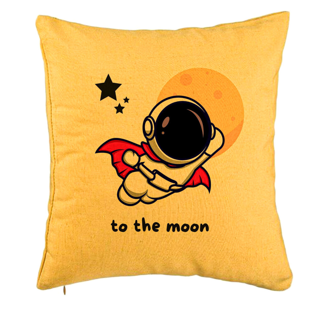 Perna Decorativa, Model To the Moon, 40x40 cm, Galben, Husa Detasabila, Burduf 5 Perna Decorativa