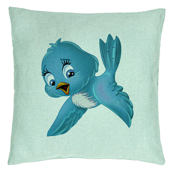 Perna Decorativa, Model TweetTweet, 40x40 cm, Verde Menta, Husa Detasabila, Burduf 15 Perna Decorativa