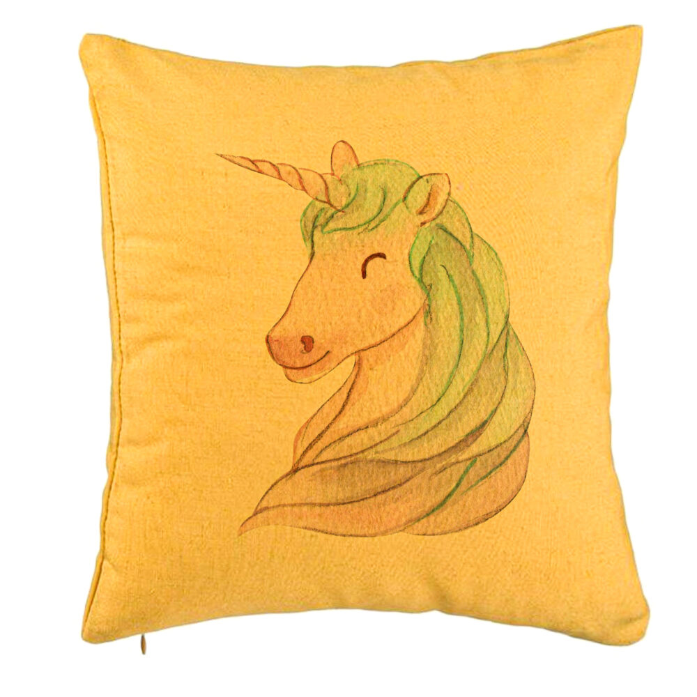 Perna Decorativa, Model Unicorns, 40x40 cm, Galben, Husa Detasabila, Burduf 5 Perna Decorativa