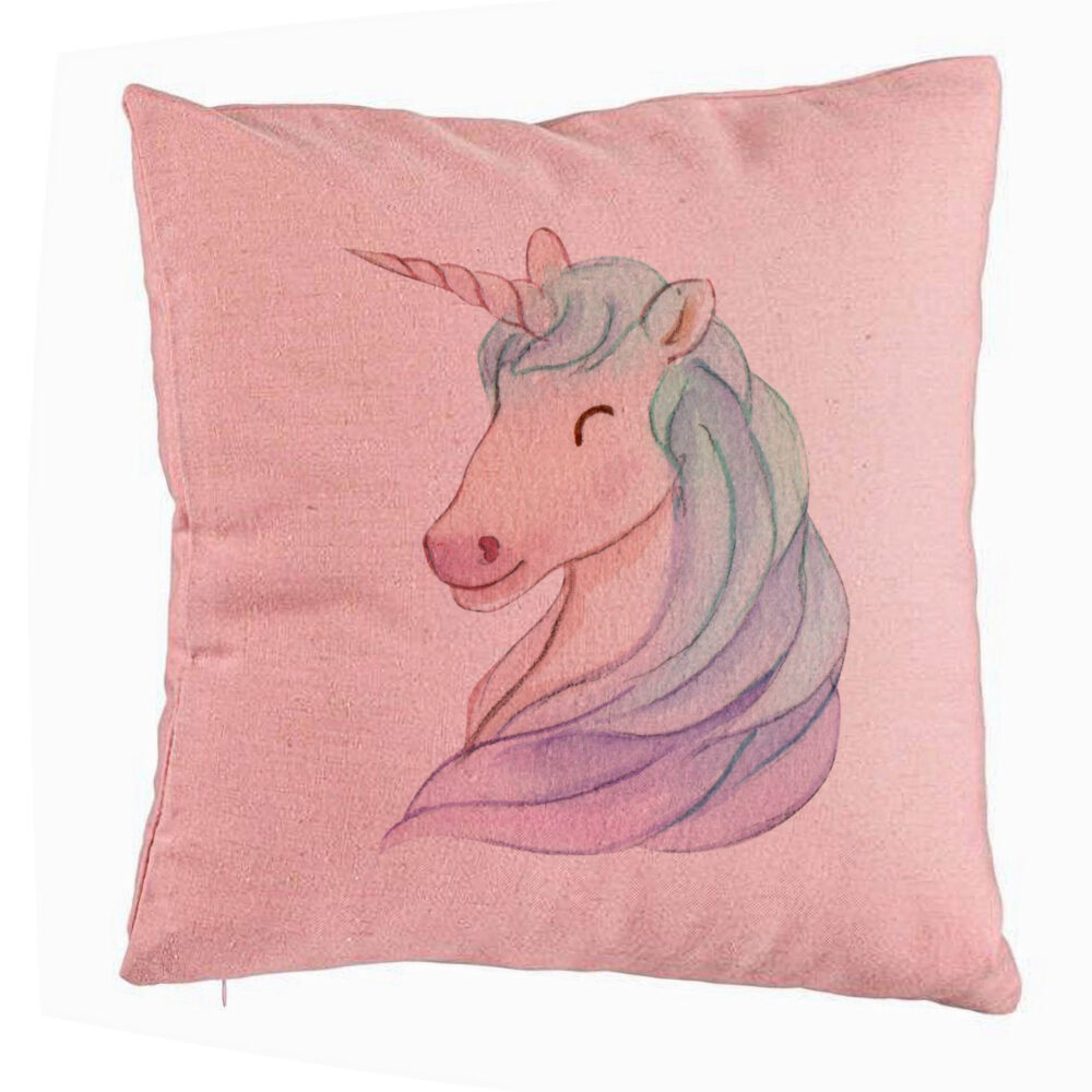 Perna Decorativa, Model Unicorns, 40x40 cm, Roz, Husa Detasabila, Burduf 5 Perna Decorativa