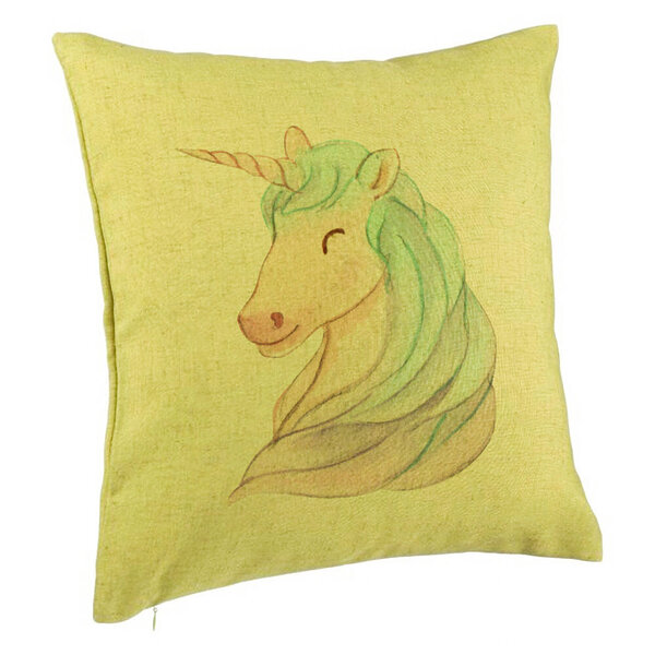 Perna Decorativa, Model Unicorns, 40x40 cm, Verde, Husa Detasabila, Burduf 5 Perna Decorativa
