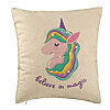Perna Decorativa, Model Unicorns Believe in Magic, 40x40 cm, Bej, Husa Detasabila, Burduf 7 Perna Decorativa