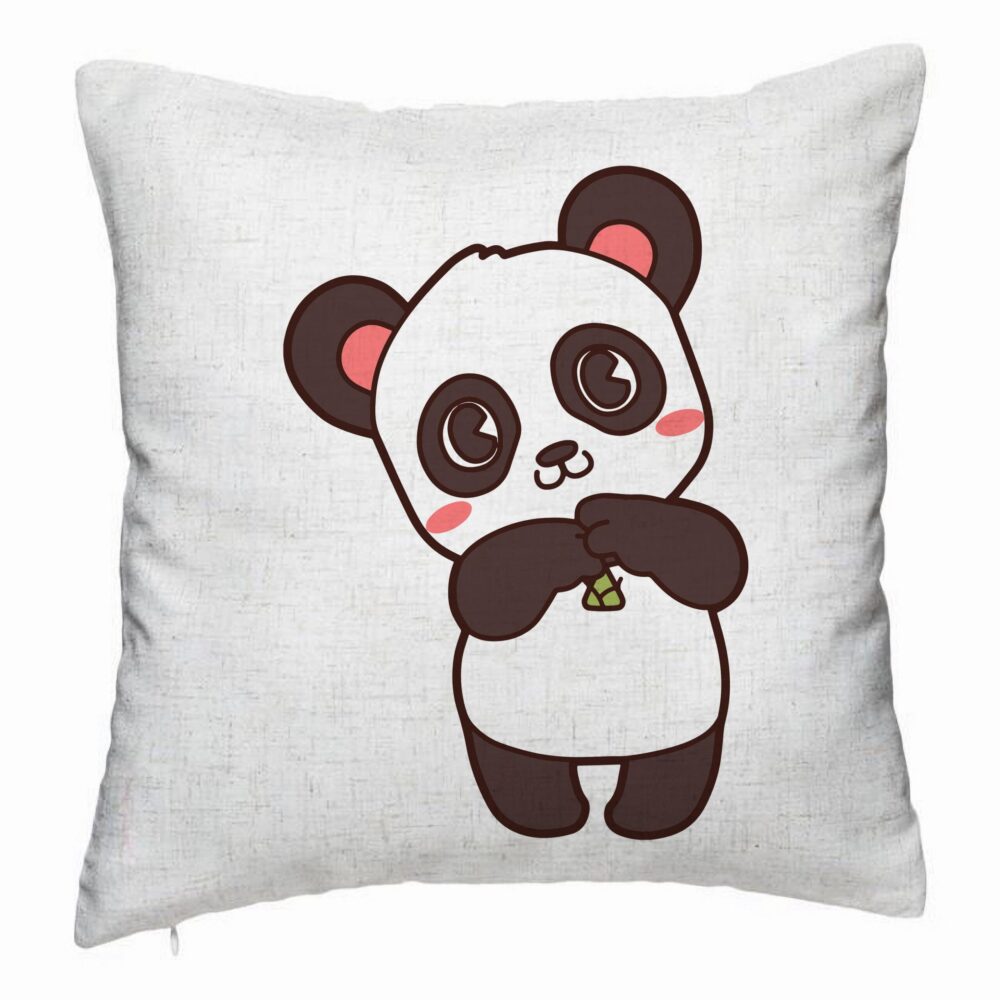 Perna Decorativa, Model Urs Panda, 40x40 cm, Alb Murdar, Husa Detasabila, Burduf 5 Perna Decorativa