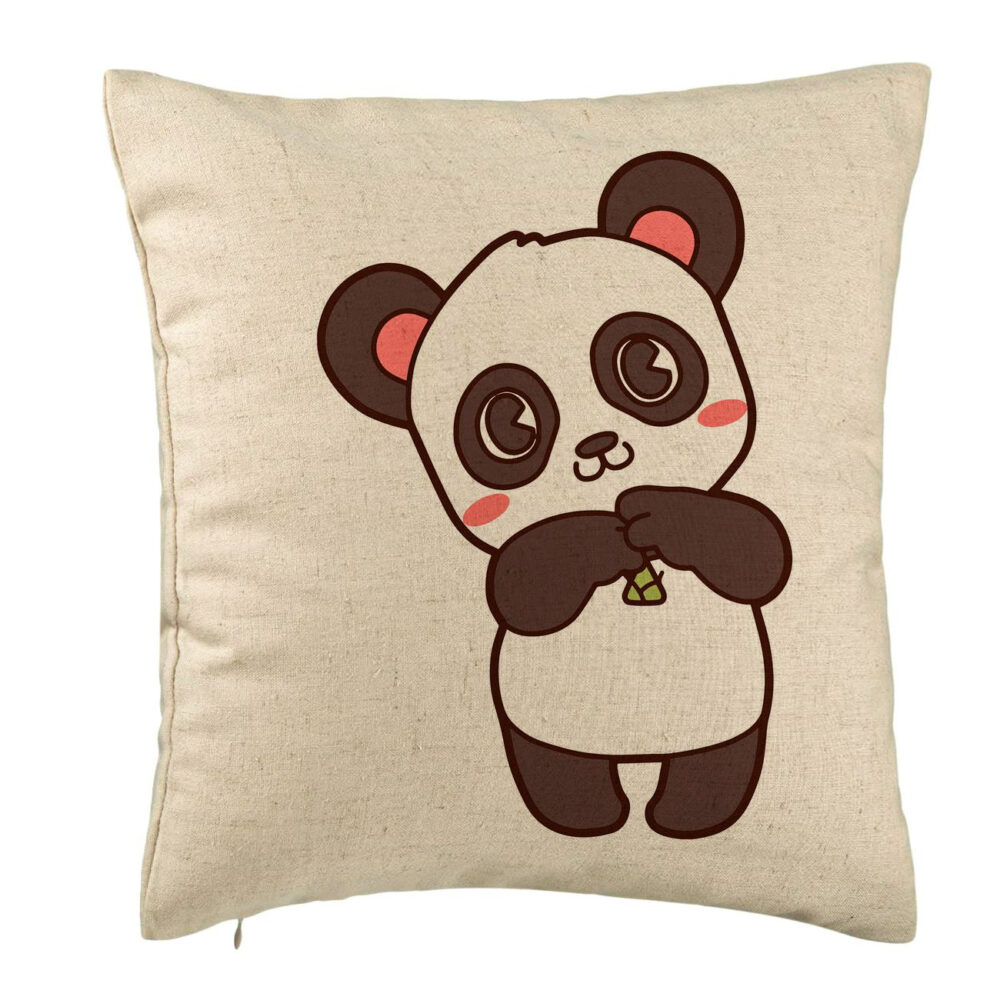 Perna Decorativa, Model Urs Panda, 40x40 cm, Bej, Husa Detasabila, Burduf 5 Perna Decorativa