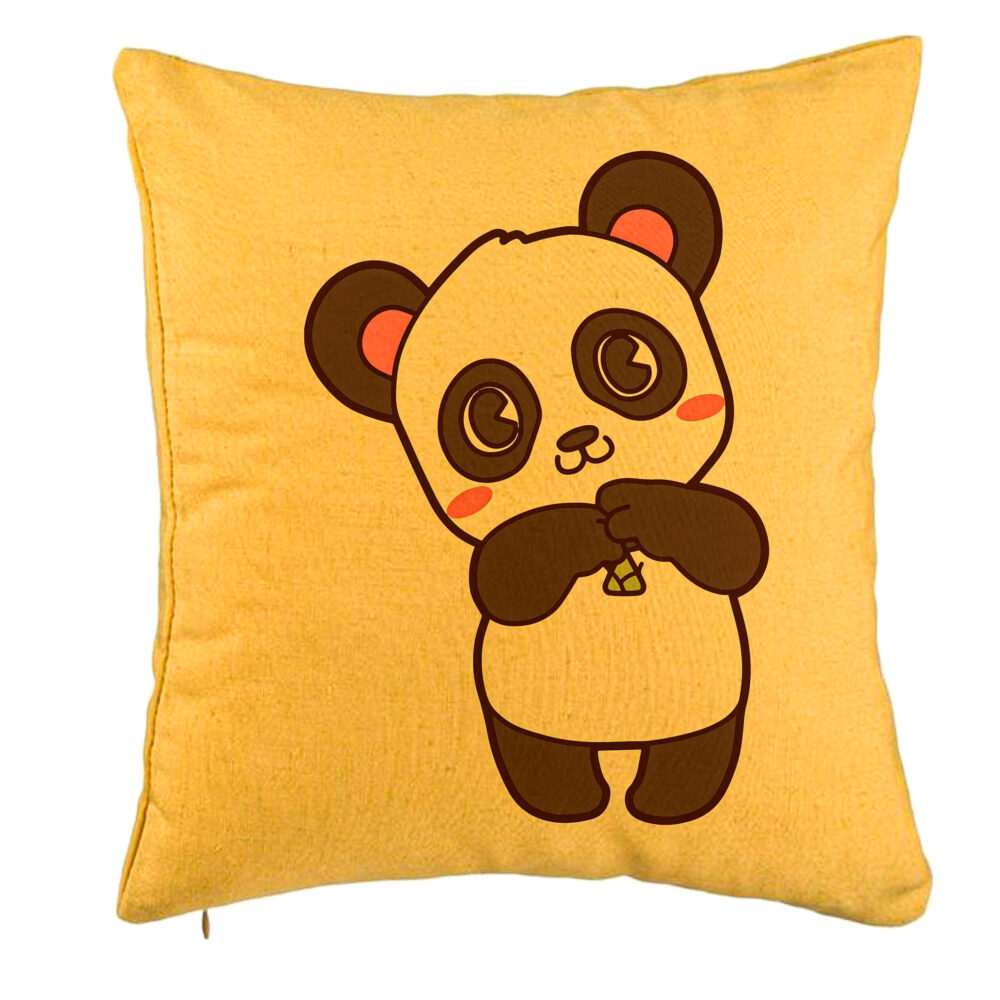 Perna Decorativa, Model Urs Panda, 40x40 cm, Galben, Husa Detasabila, Burduf 5 Perna Decorativa