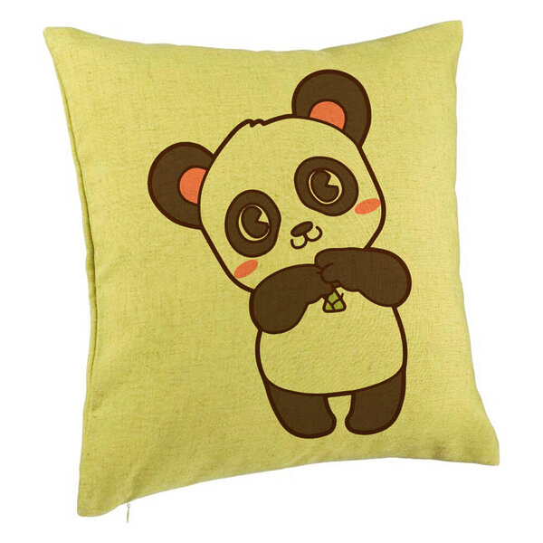 Perna Decorativa, Model Urs Panda, 40x40 cm, Verde, Husa Detasabila, Burduf 5 Perna Decorativa