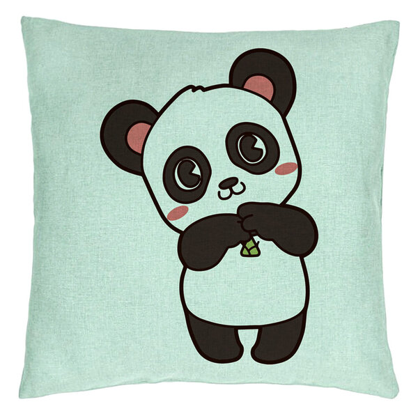 Perna Decorativa, Model Urs Panda, 40x40 cm, Verde Menta, Husa Detasabila, Burduf 15 Perna Decorativa