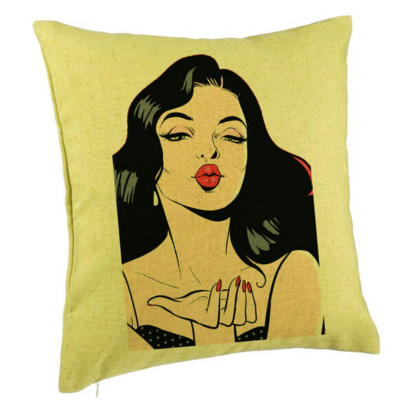 Perna Decorativa, Model Vintage Pop Art, 40x40 cm, Verde, Husa Detasabila, Burduf 5 Perna Decorativa