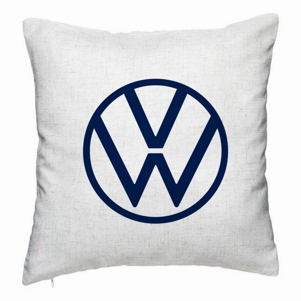 Perna Decorativa, Model Volkswagen, 40x40 cm, Alb Murdar, Husa Detasabila, Burduf 5 Perna Decorativa
