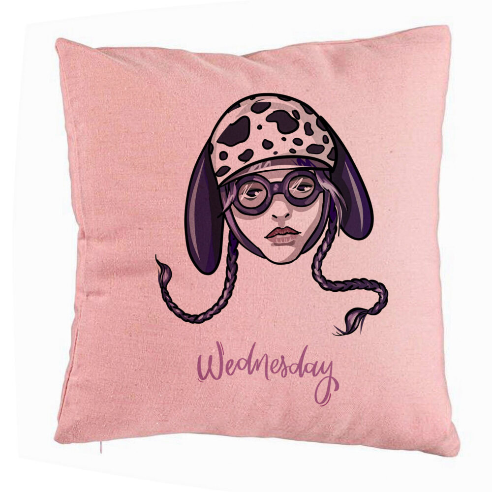 Perna Decorativa, Model Wednesday Addams 1, 40x40 cm, Roz, Husa Detasabila, Burduf 5 Perna Decorativa