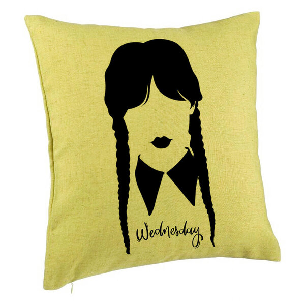 Perna Decorativa, Model Wednesday Addams 2, 40x40 cm, Verde, Husa Detasabila, Burduf 5 Perna Decorativa