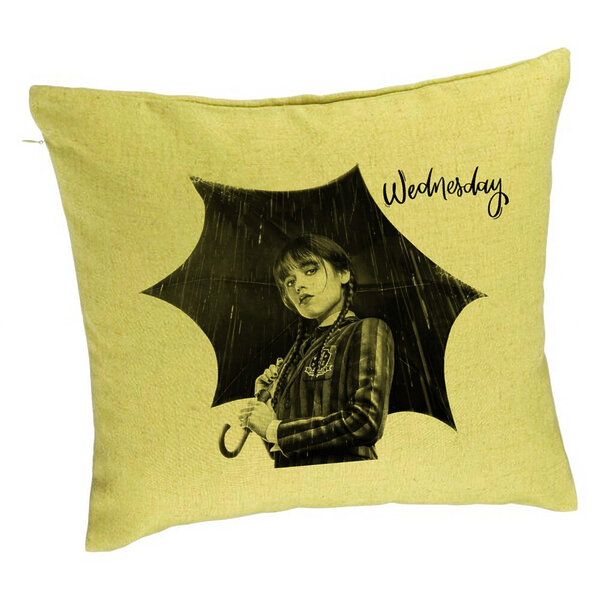 Perna Decorativa, Model Wednesday Addams 3, 40x40 cm, Verde, Husa Detasabila, Burduf 5 Perna Decorativa