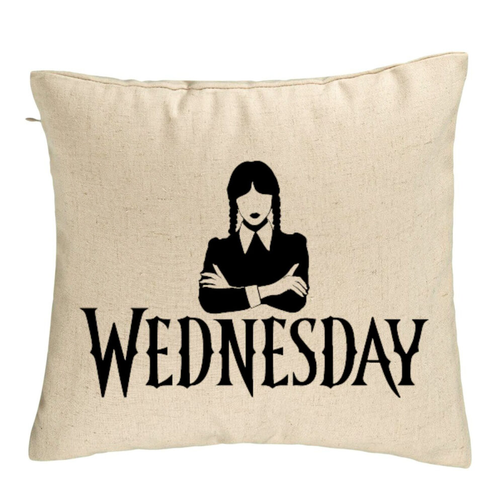 Perna Decorativa, Model Wednesday Addams 4, 40x40 cm, Bej, Husa Detasabila, Burduf 5 Perna Decorativa