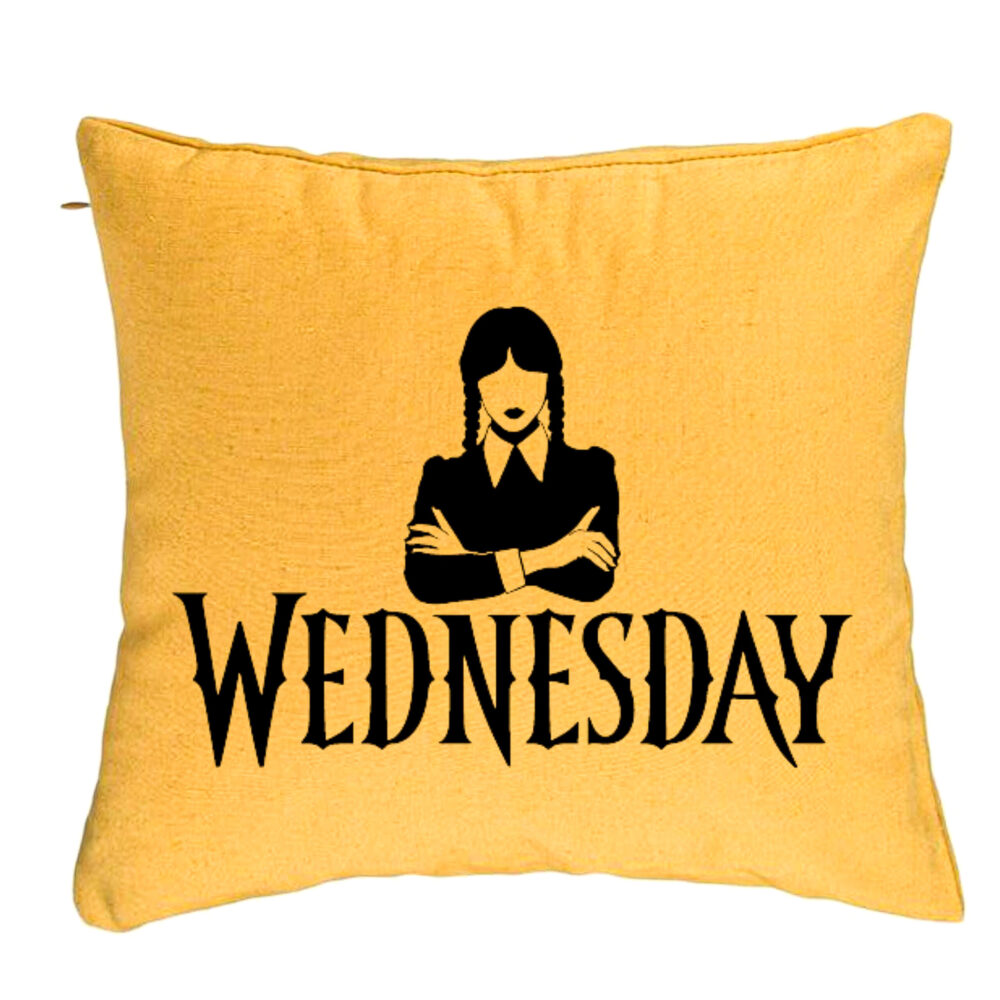 Perna Decorativa, Model Wednesday Addams 4, 40x40 cm, Galben, Husa Detasabila, Burduf 5 Perna Decorativa