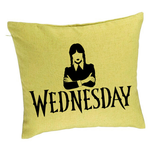 Perna Decorativa, Model Wednesday Addams 4, 40x40 cm, Verde, Husa Detasabila, Burduf 5 Perna Decorativa