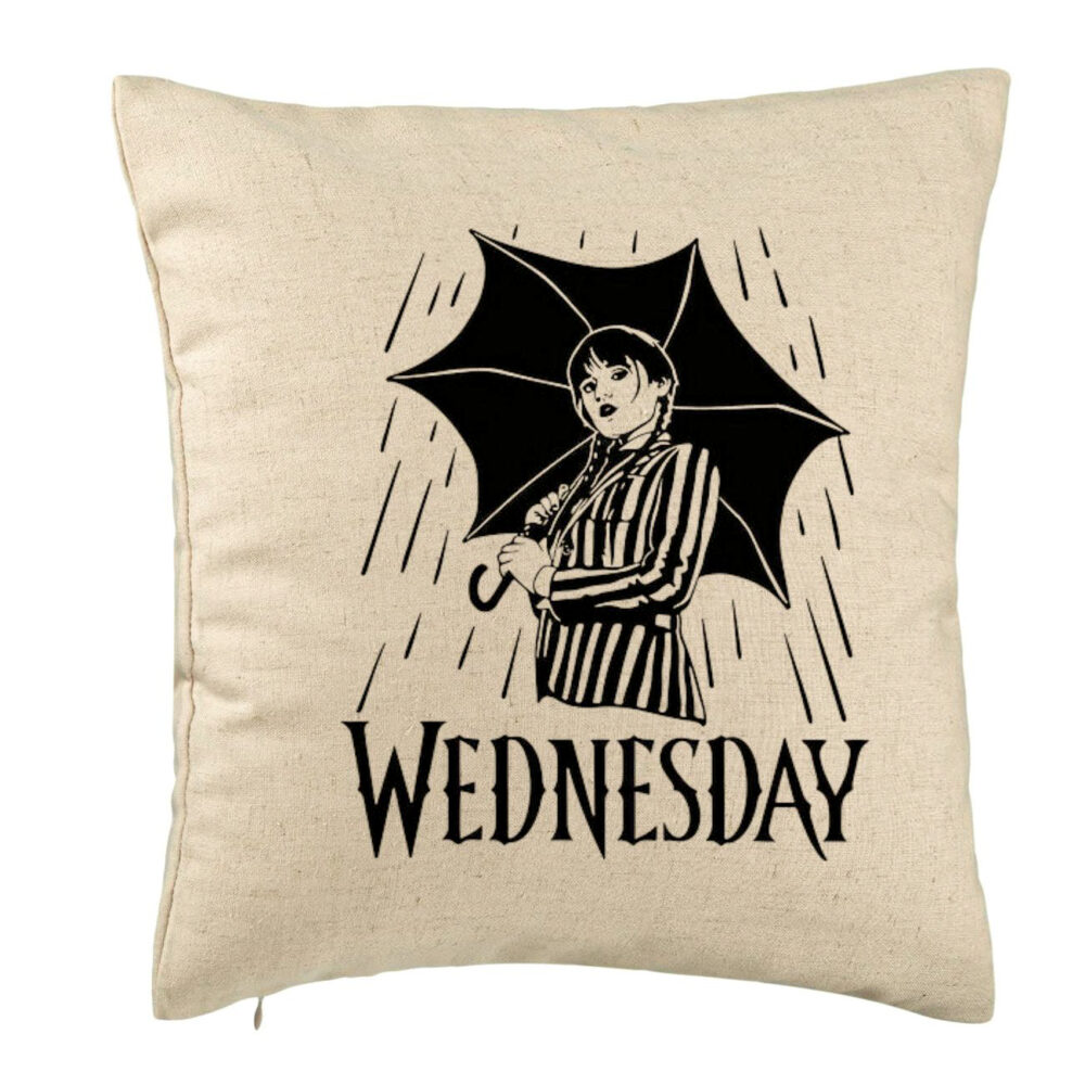 Perna Decorativa, Model Wednesday Addams 5, 40x40 cm, Bej, Husa Detasabila, Burduf 5 Perna Decorativa