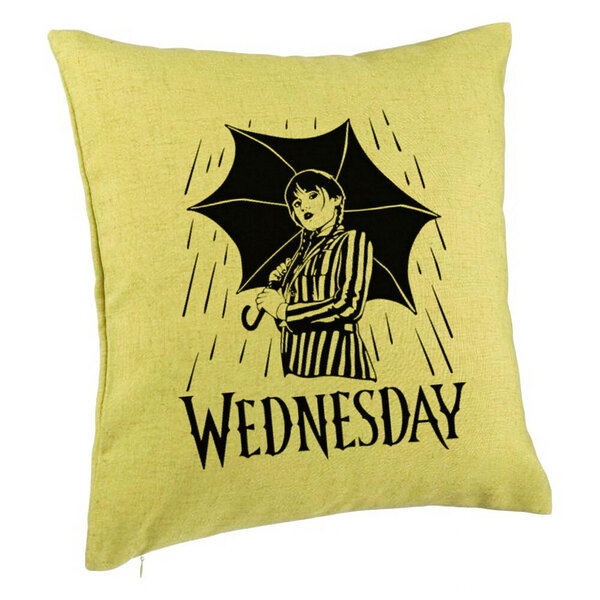 Perna Decorativa, Model Wednesday Addams 5, 40x40 cm, Verde, Husa Detasabila, Burduf 5 Perna Decorativa