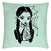 Perna Decorativa, Model Wednesday Addams 7, 40x40 cm, Verde Menta, Husa Detasabila, Burduf 22 Perna Decorativa