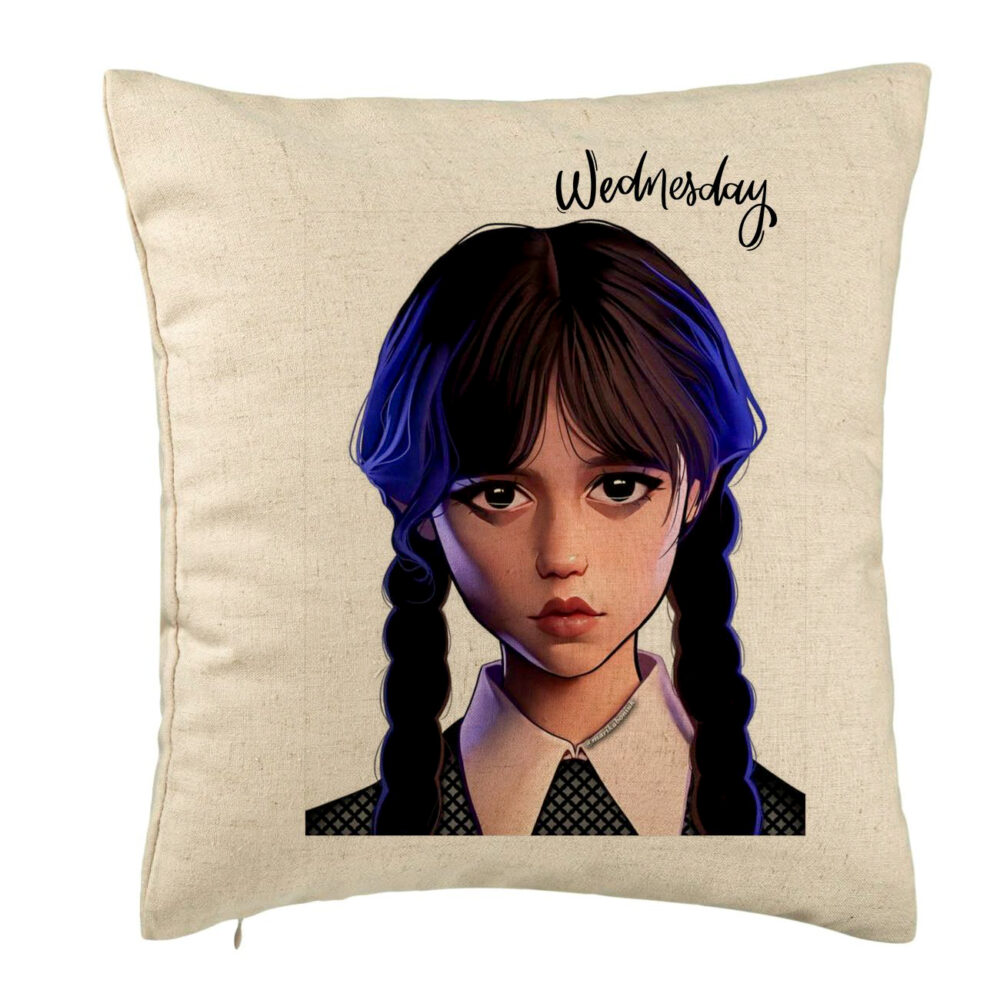 Perna Decorativa, Model Wednesday Addams 8, 40x40 cm, Bej, Husa Detasabila, Burduf 5 Perna Decorativa