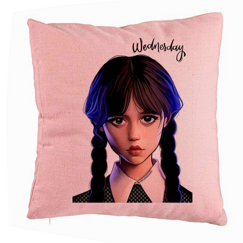 Perna Decorativa, Model Wednesday Addams 8, 40x40 cm, Roz, Husa Detasabila, Burduf 5 Perna Decorativa