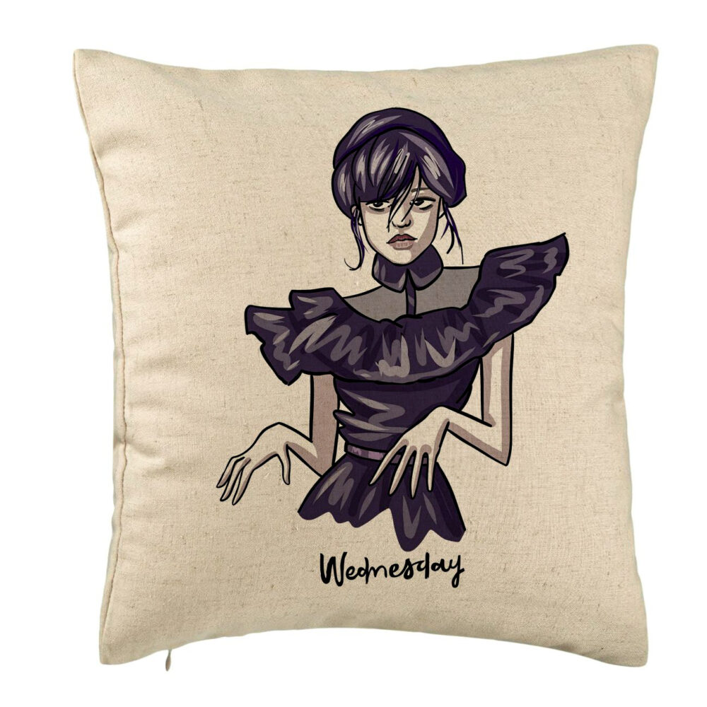 Perna Decorativa, Model Wednesday Addams Dancing Hands 1, 40x40 cm, Bej, Husa Detasabila, Burduf 5 Perna Decorativa