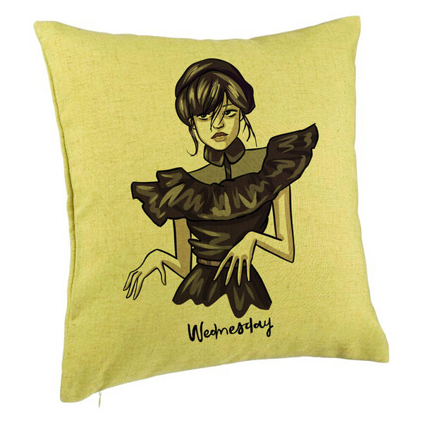 Perna Decorativa, Model Wednesday Addams Dancing Hands 1, 40x40 cm, Verde, Husa Detasabila, Burduf 5 Perna Decorativa