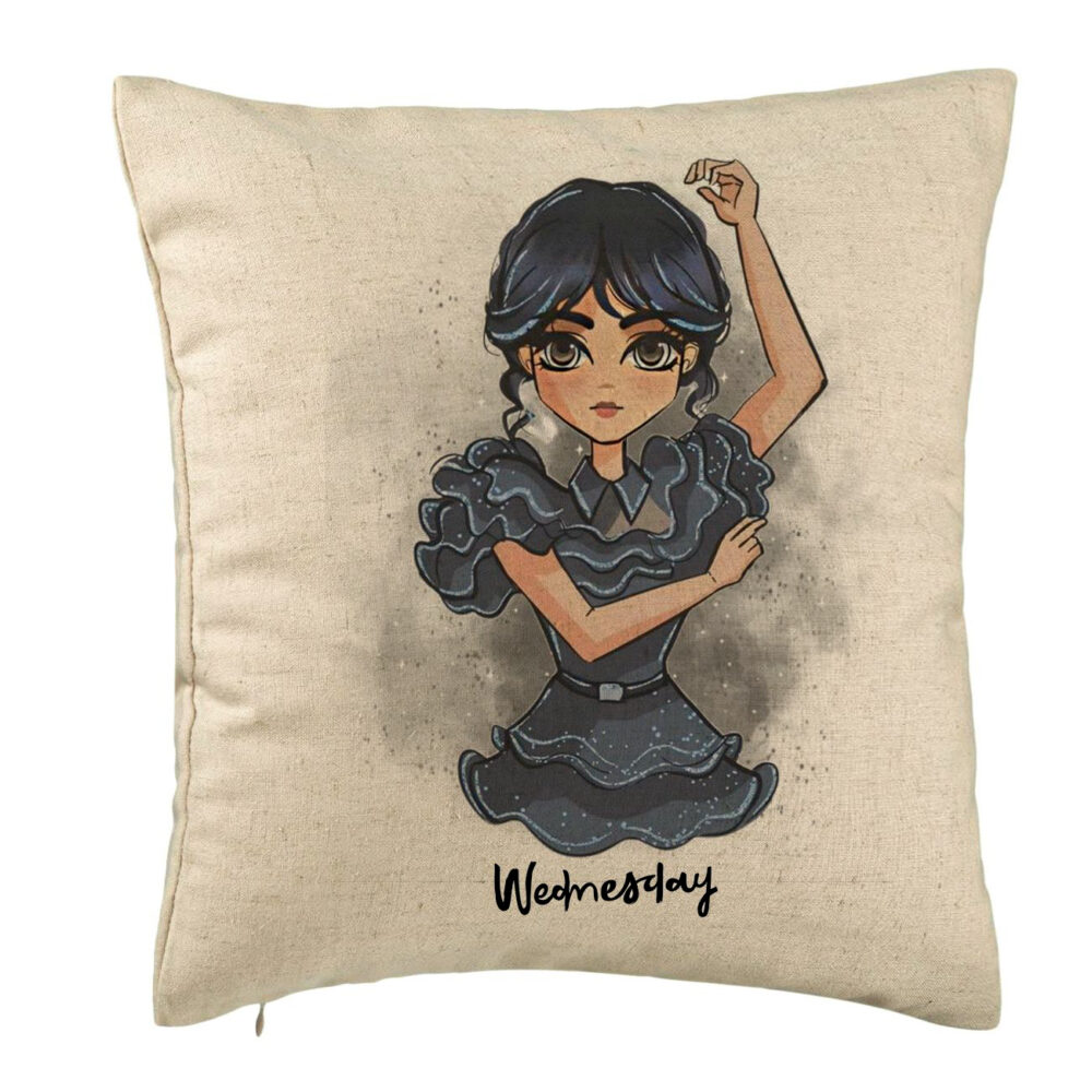 Perna Decorativa, Model Wednesday Addams Dancing Hands 2, 40x40 cm, Bej, Husa Detasabila, Burduf 5 Perna Decorativa