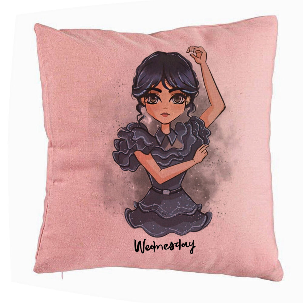 Perna Decorativa, Model Wednesday Addams Dancing Hands 2, 40x40 cm, Roz, Husa Detasabila, Burduf 5 Perna Decorativa