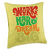 Perna Decorativa, Model Work Hard Dream Big, 40x40 cm, Verde, Husa Detasabila, Burduf 7 Perna Decorativa