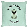 Perna Decorativa, Model World's Best Pug Mom, 40x40 cm, Verde Menta, Husa Detasabila, Burduf 22 Perna Decorativa