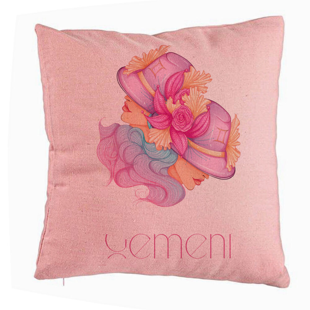 Perna Decorativa, Model Zodia Gemeni, 40x40 cm, Roz, Husa Detasabila, Burduf 5 Perna Decorativa
