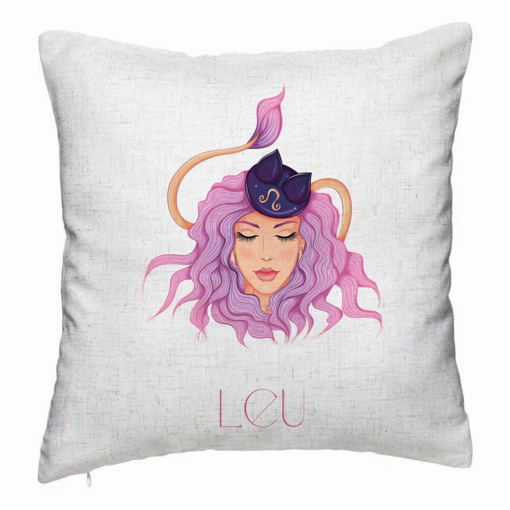 Perna Decorativa, Model Zodia Leu, 40x40 cm, Alb Murdar, Husa Detasabila, Burduf 5 Perna Decorativa