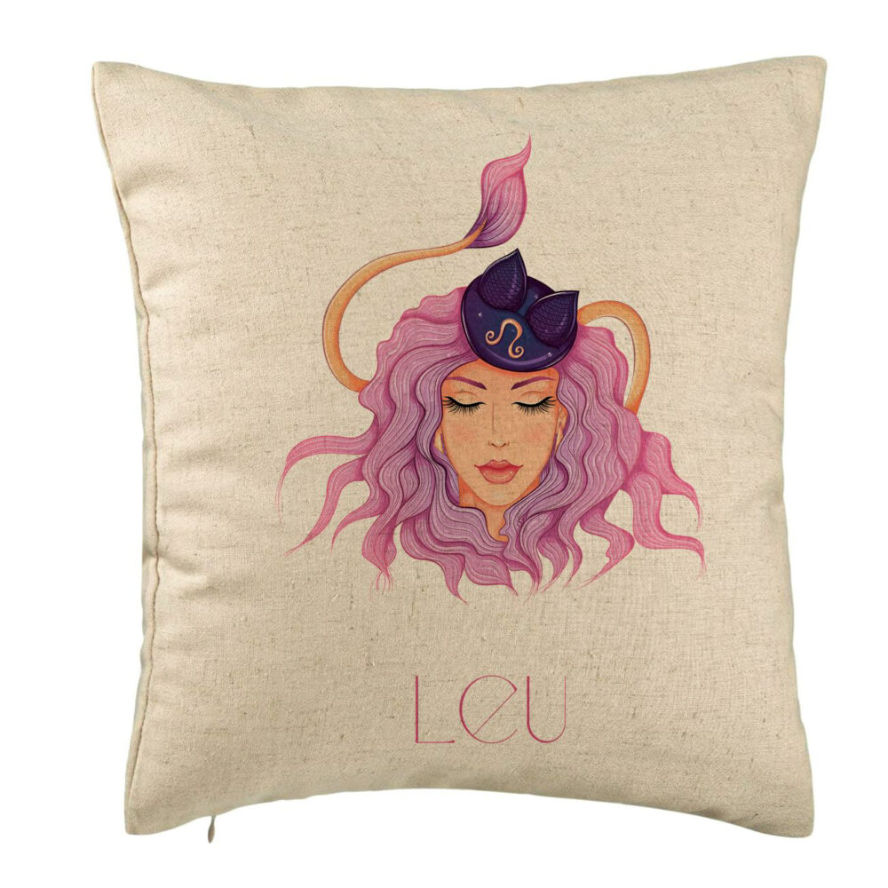Perna Decorativa, Model Zodia Leu, 40x40 cm, Bej, Husa Detasabila, Burduf 5 Perna Decorativa