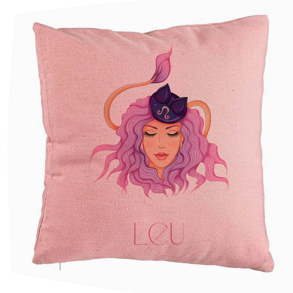 Perna Decorativa, Model Zodia Leu, 40x40 cm, Roz, Husa Detasabila, Burduf 5 Perna Decorativa