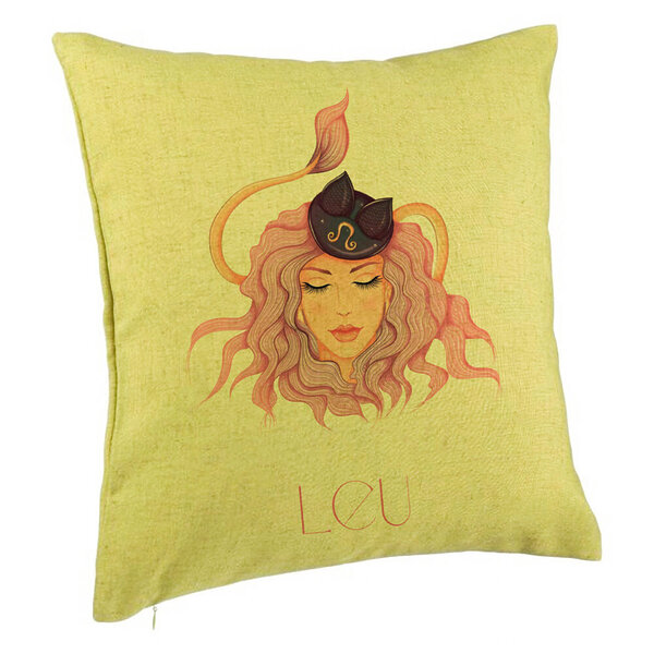Perna Decorativa, Model Zodia Leu, 40x40 cm, Verde, Husa Detasabila, Burduf 5 Perna Decorativa