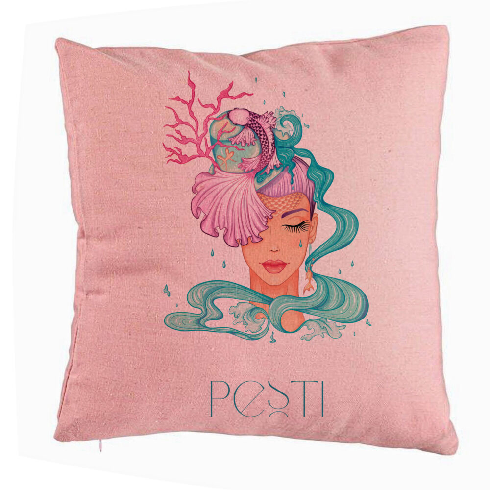 Perna Decorativa, Model Zodia Pesti, 40x40 cm, Roz, Husa Detasabila, Burduf 5 Perna Decorativa