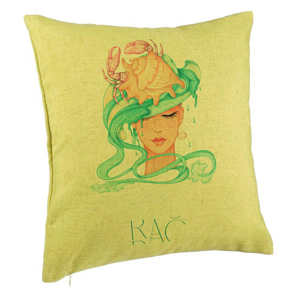Perna Decorativa, Model Zodia Rac, 40x40 cm, Verde, Husa Detasabila, Burduf 5 Perna Decorativa