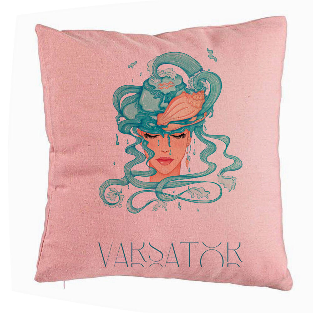 Perna Decorativa, Model Zodia Varsator, 40x40 cm, Roz, Husa Detasabila, Burduf 5 Perna Decorativa