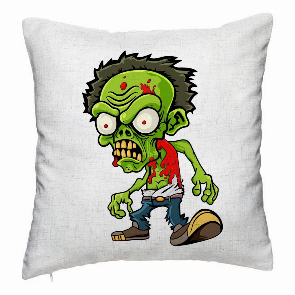 Perna Decorativa, Model Zombie, 40x40 cm, Alb Murdar, Husa Detasabila, Burduf 5 Perna Decorativa
