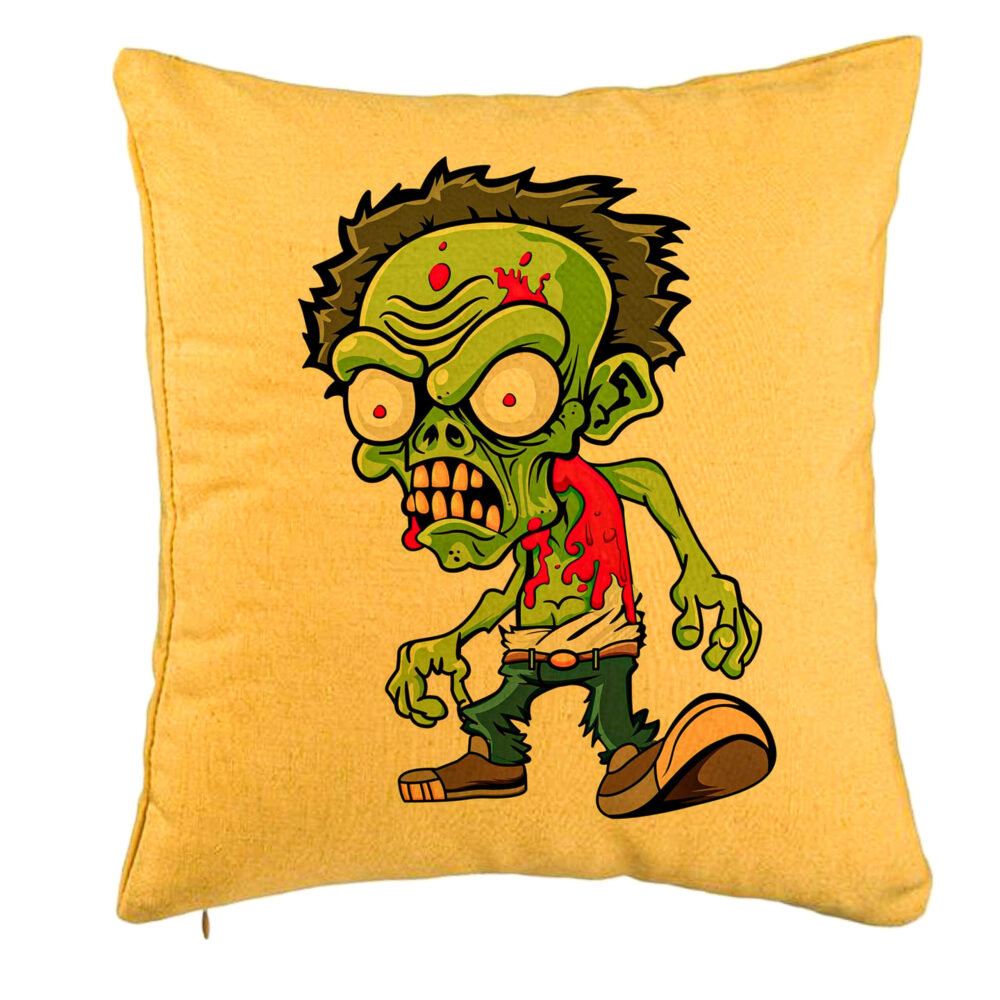 Perna Decorativa, Model Zombie, 40x40 cm, Galben, Husa Detasabila, Burduf 5 Perna Decorativa
